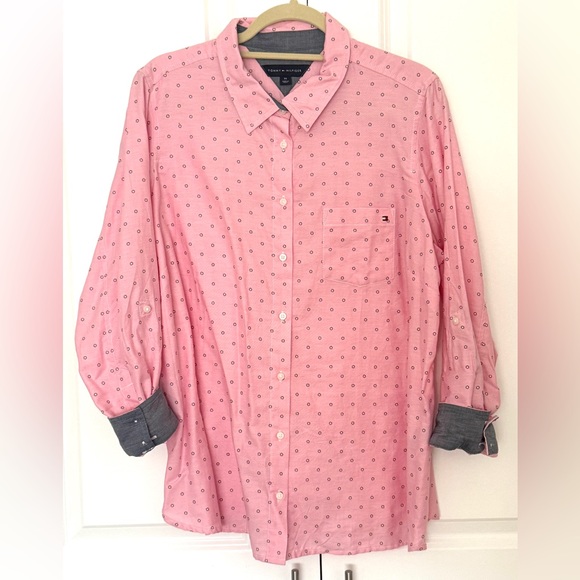 Tommy Hilfiger Button Down 100% Cotton Shirt; Size 0X; Long Sleeve Long Top - Picture 6 of 12